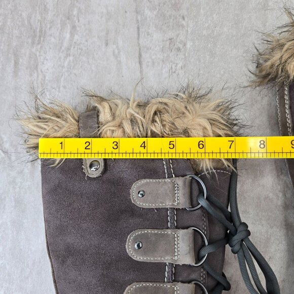 Sorel Boot Waterproof Gray Black Fur Lined Outdoor Lace Up Snow Winter Knee High - Picture 9 of 10
